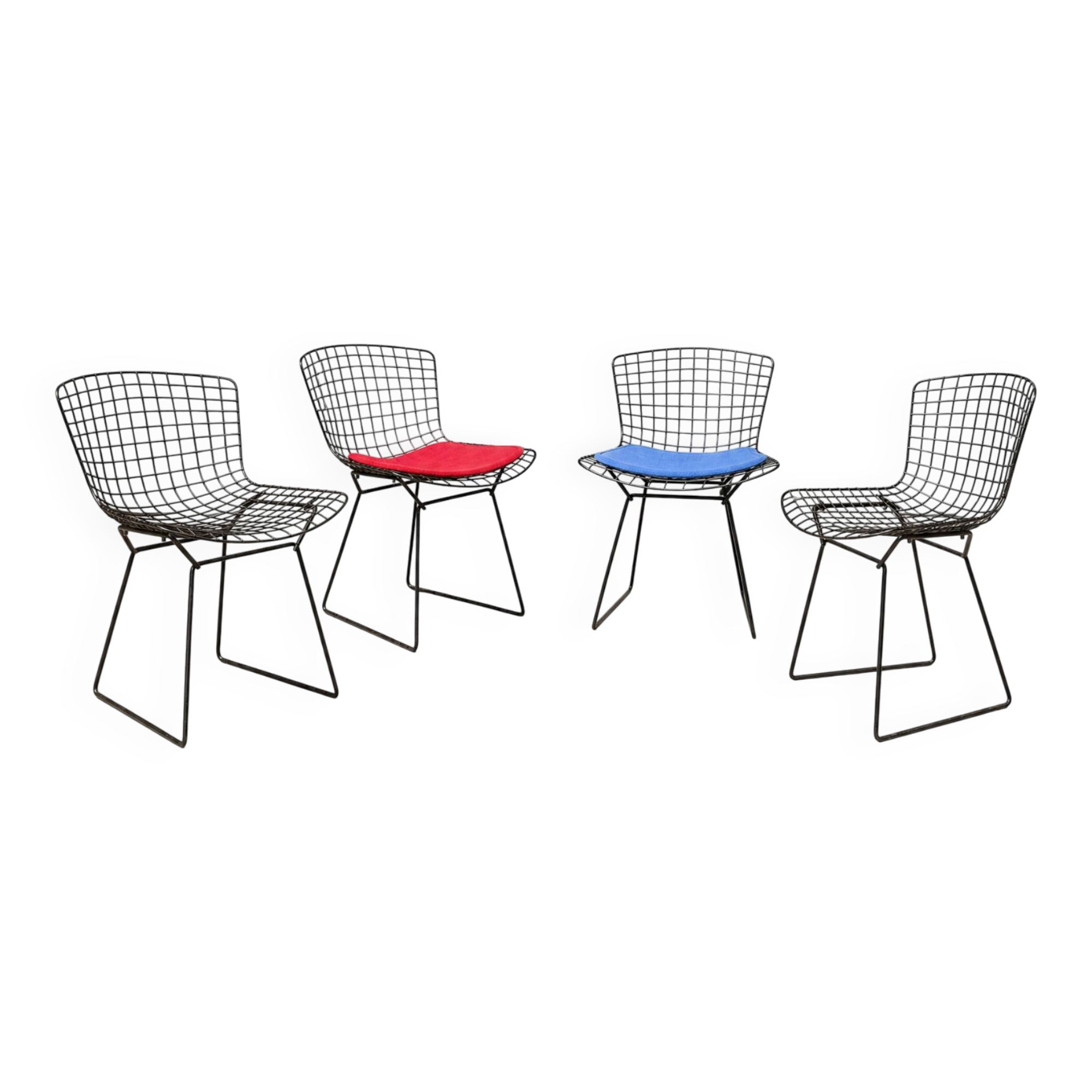Suite de 4 Chaises "Wire" — Harry Bertoia pour Knoll (Rilsan Noir)