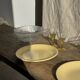 Set of 6 vintage yellow stemmed glasses: consisting of 4 large and 2 small.