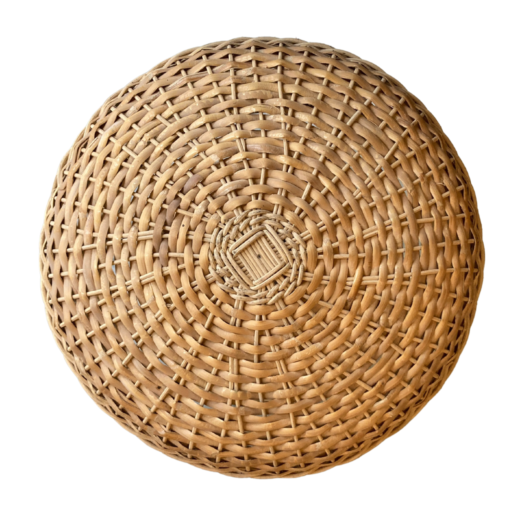 Rattan wicker mushroom table lamp, 1960s-1970s