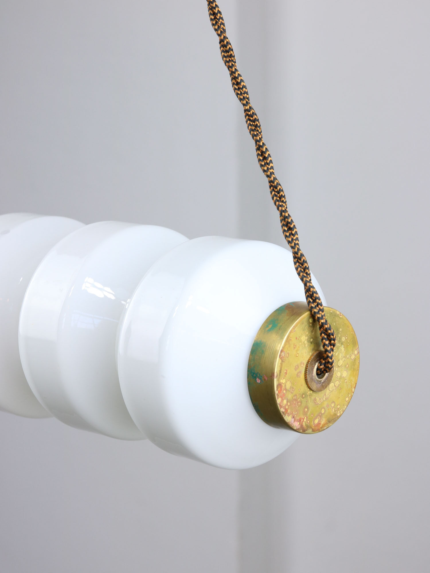 Mid-century opaline & brass pendant lamp