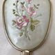 Toiletry set - metal and silk brush and hand mirror England from the 50s