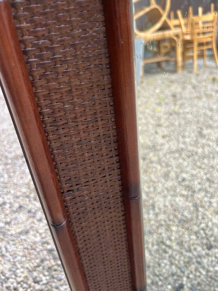 Large vintage wicker and wood mirror