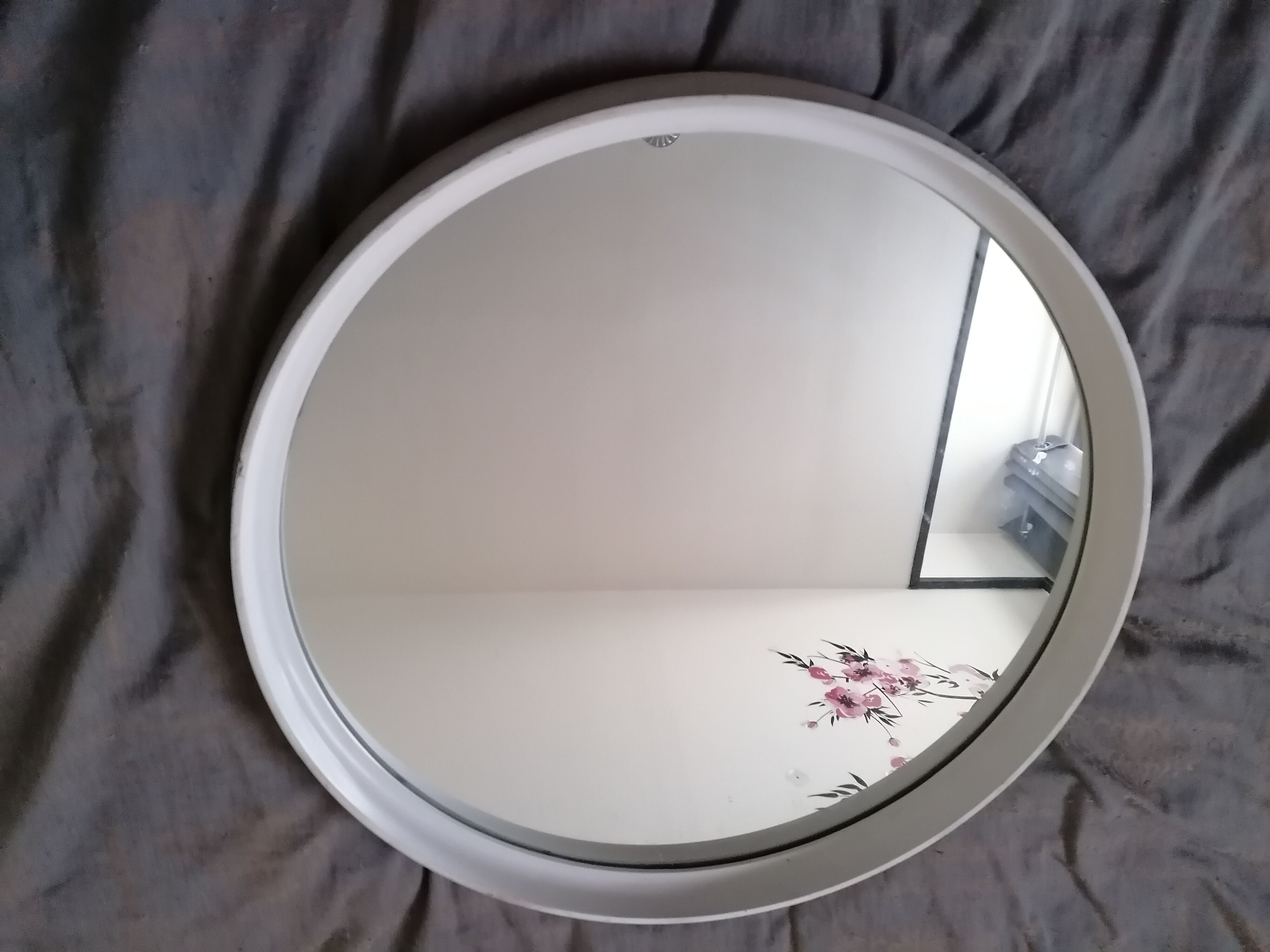 Large round mirror vintage molded frame 60cm