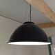 Set of 10 large industrial enamelled metal pendants.