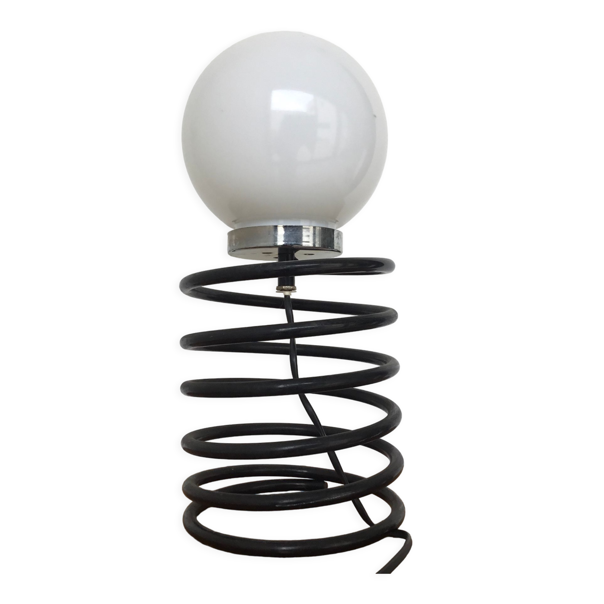 Spiral lamp or spring black and opaline vintage 1960