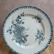 Antique ironstone plate from Saint-Amand – Margot model – Blue flowers