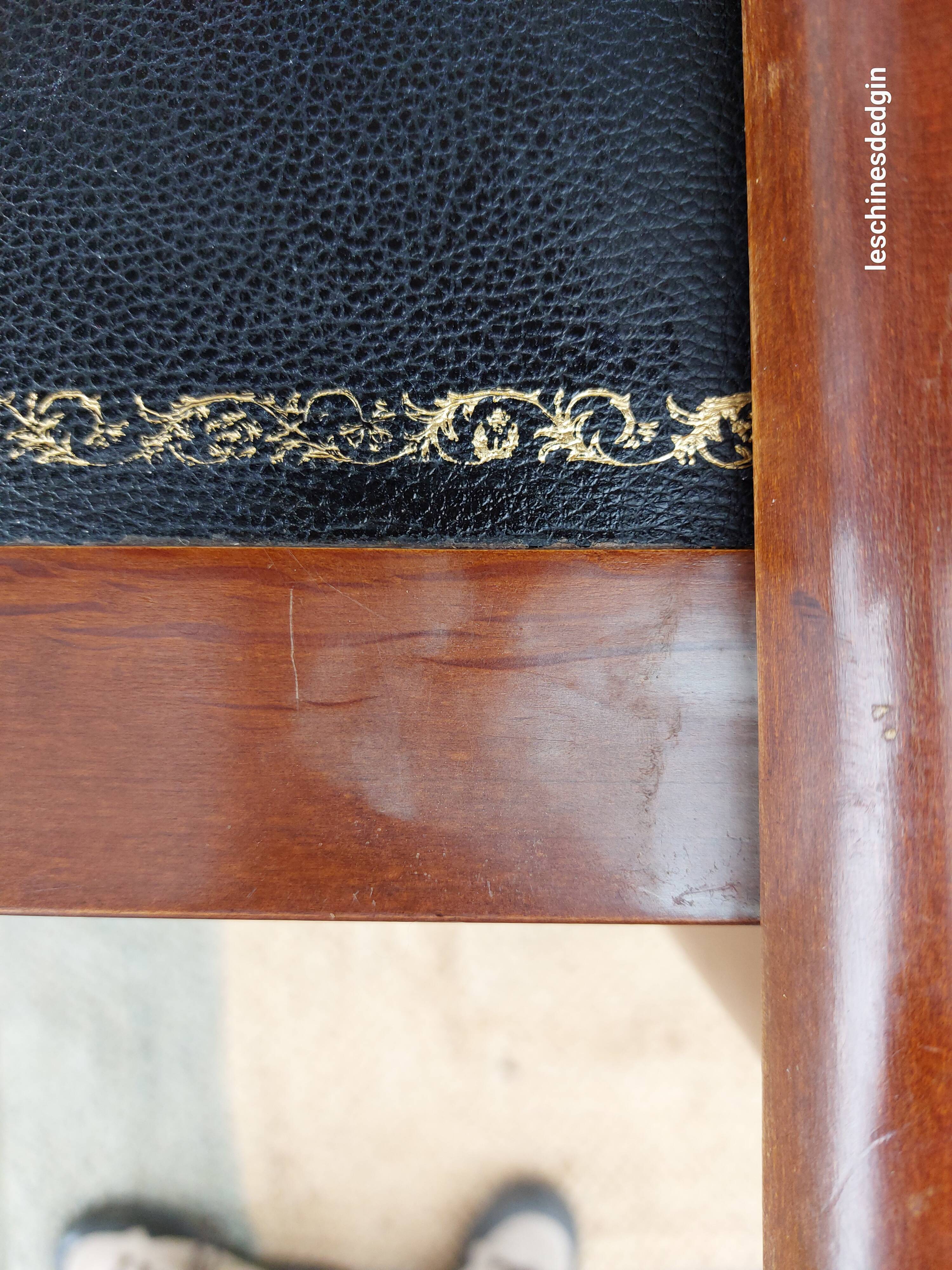 Black leather desk with extensions