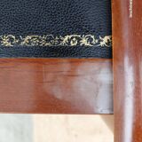 Black leather desk with extensions