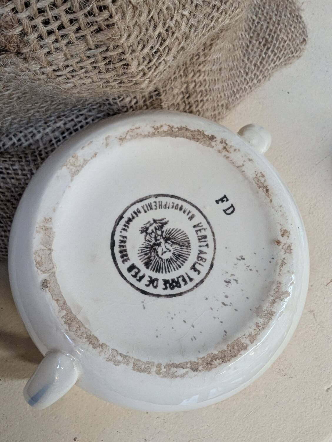 Vintage earthenware sugar bowl