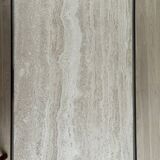 Table basse travertin cuivre et laiton Belgochrome
