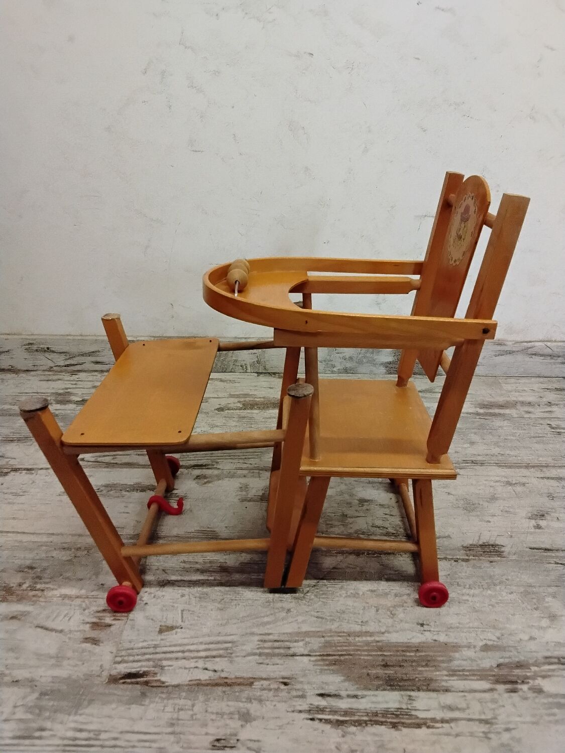 Transformable antique doll high chair