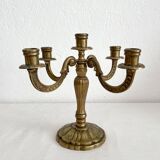 Chandelier bougeoir ancien en laiton 5 feux