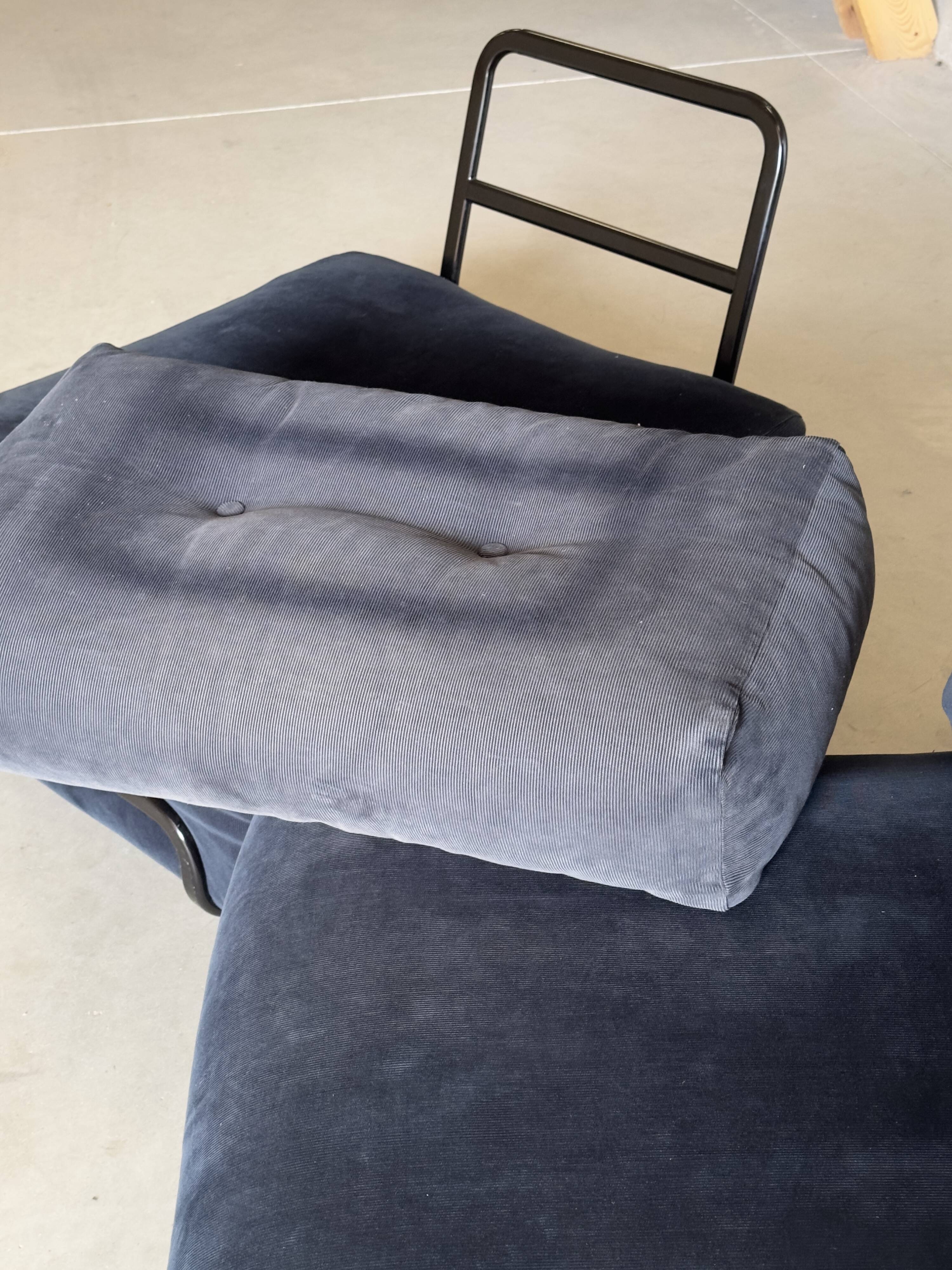 Canapé modulaire vintage en velours bleu nuit – 2 modules