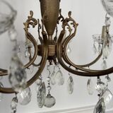 Brass chandelier with crystal drops