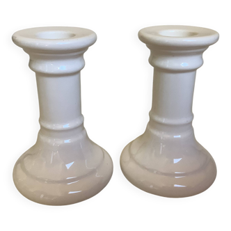 Pair of white candlesticks