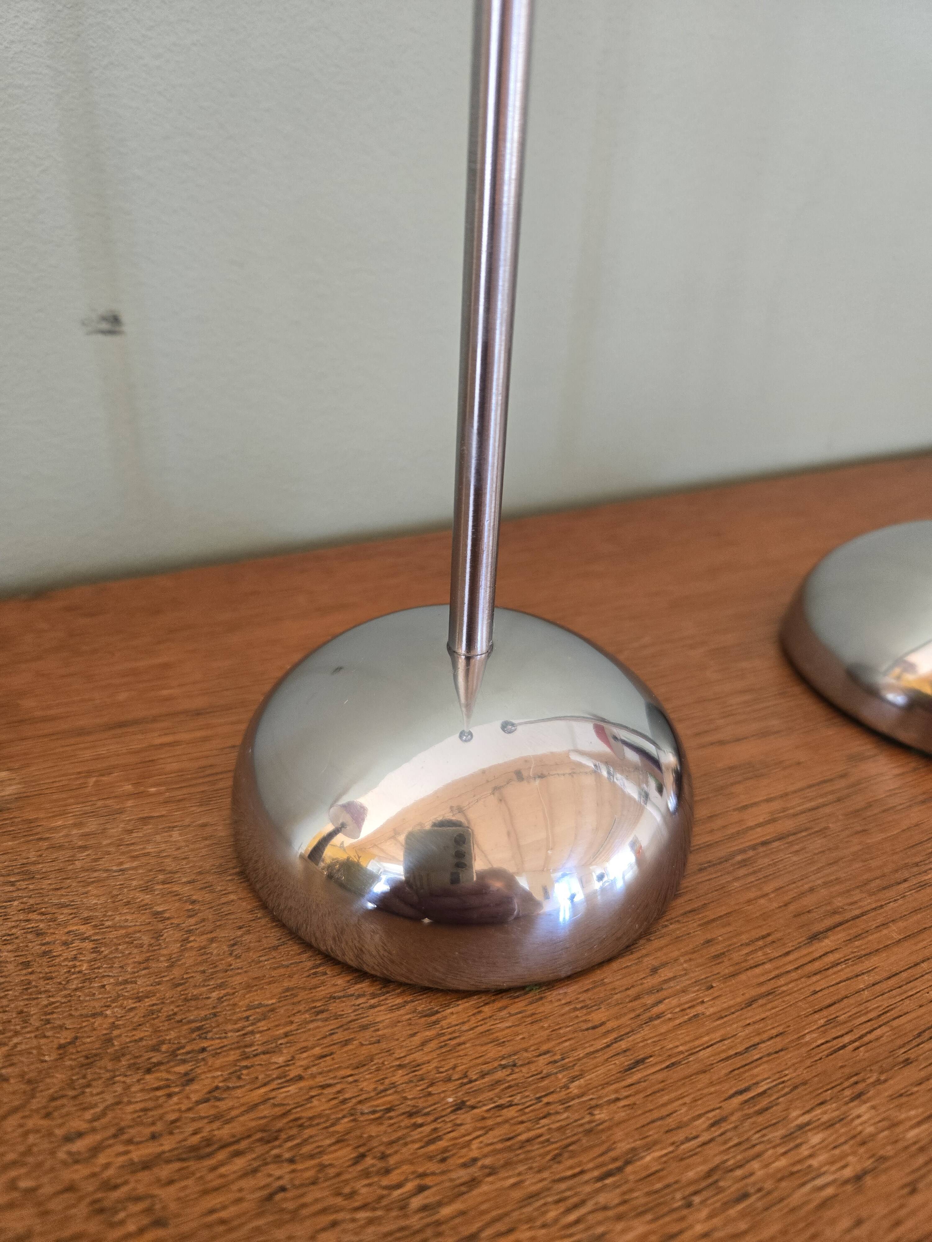 Pair of chrome candlesticks or candelabras - Ikea design from the 90s