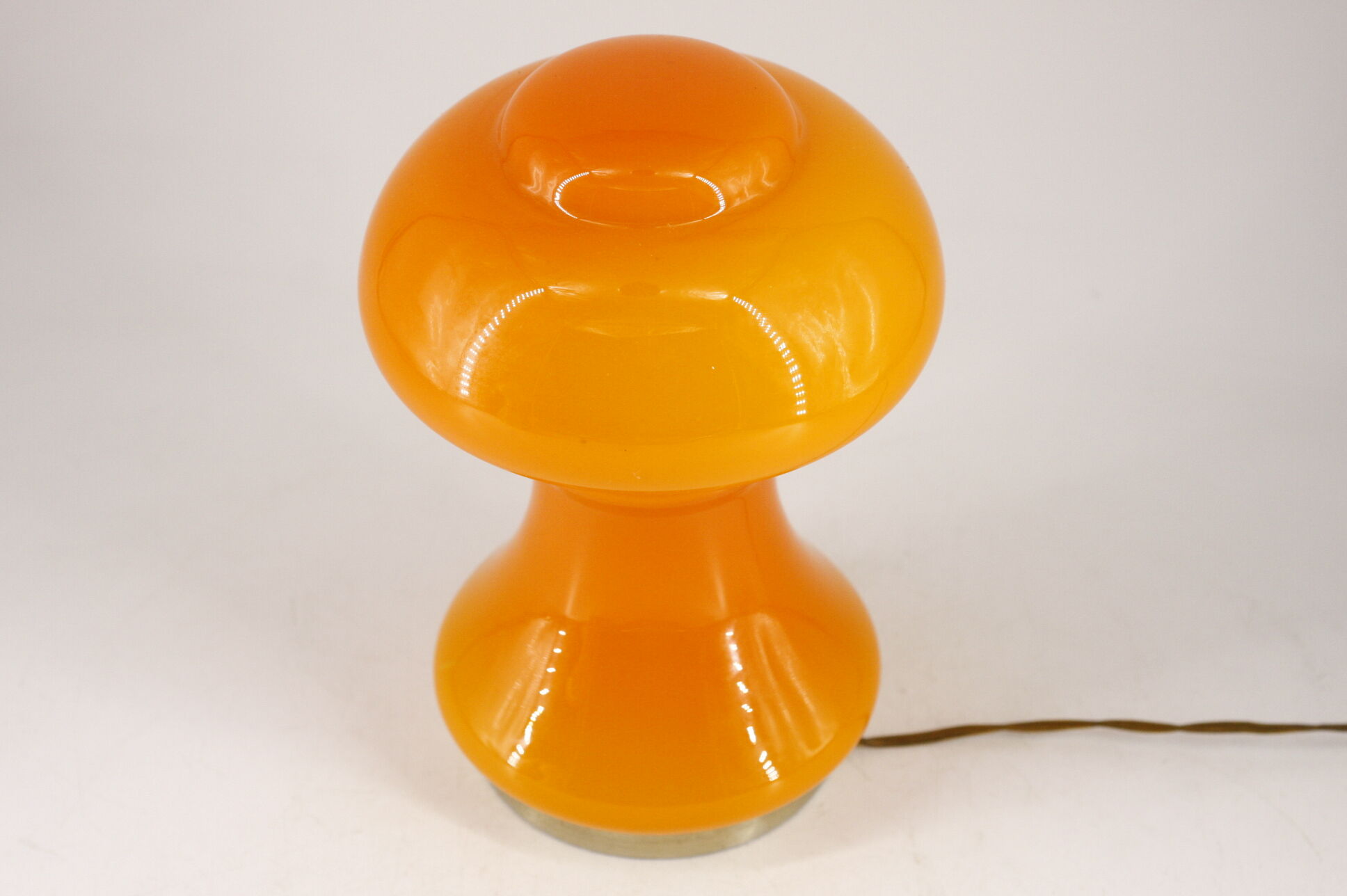 2 table lamp mushroom glass orange France 60s.