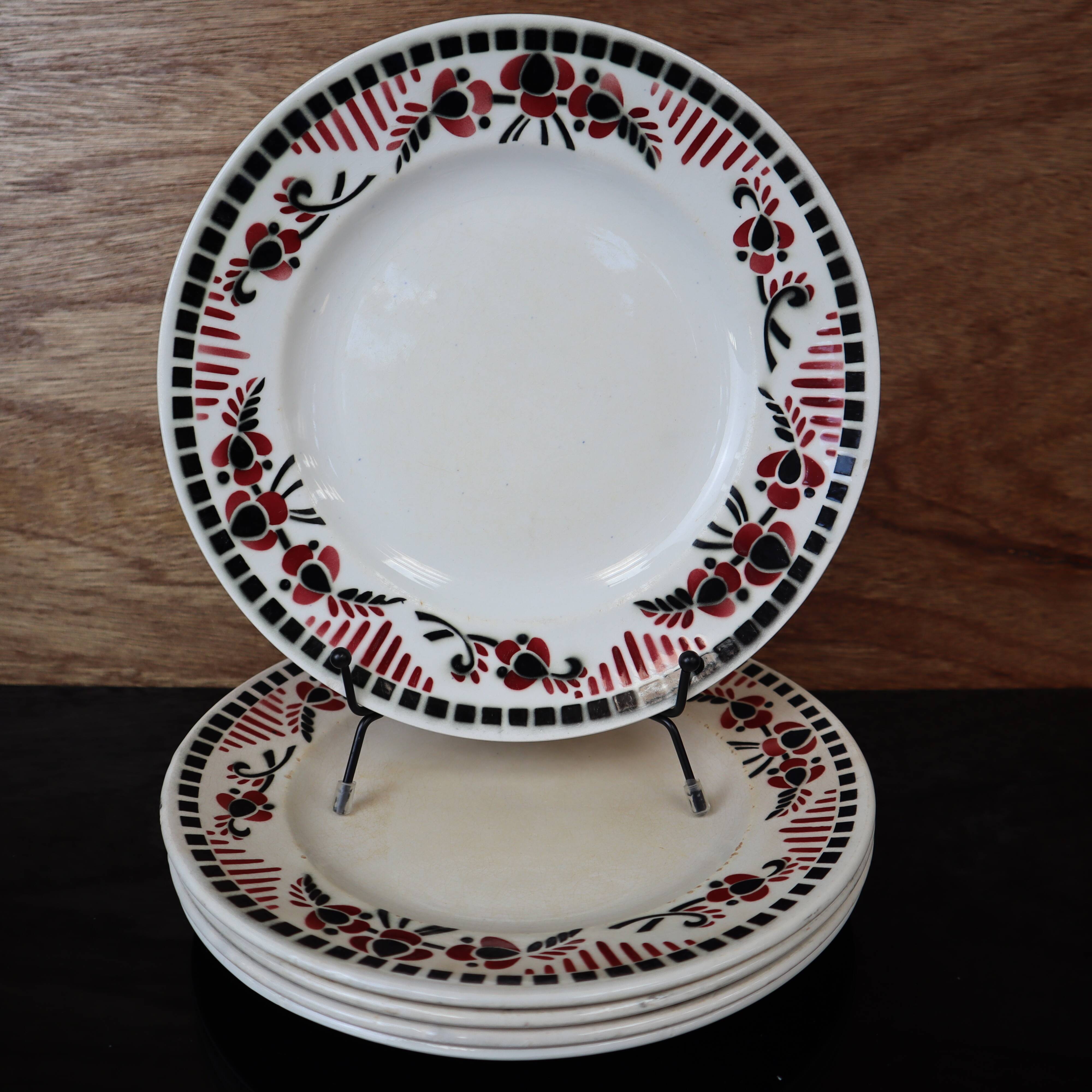 5 Flat plates Terre de Fer model "Damascus" Moulin des Loups and Hamage