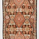 5x10 Pale Red & Brown Geometric Persian Kilim Rug, 170x310Cm