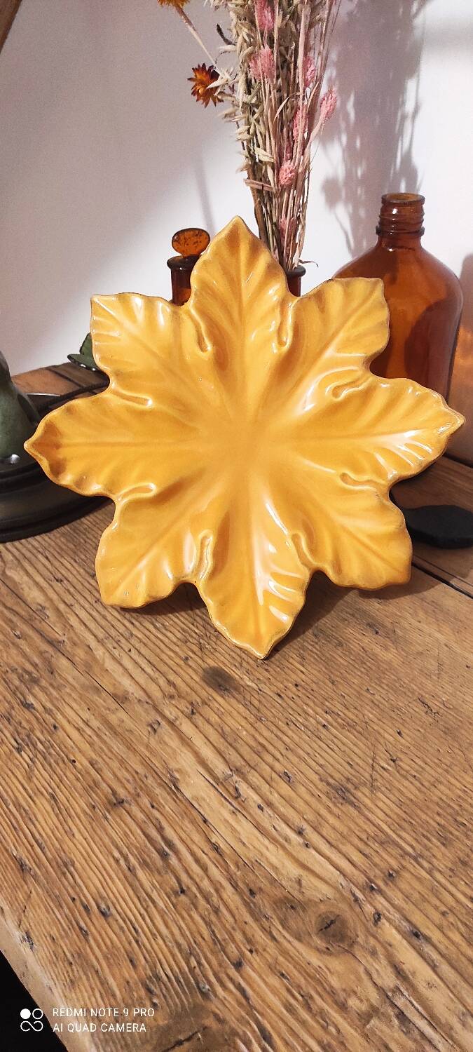 Assiette feuille d automne Barbotine