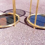 Pair of extra tables pieces of sofa gold metal 70s