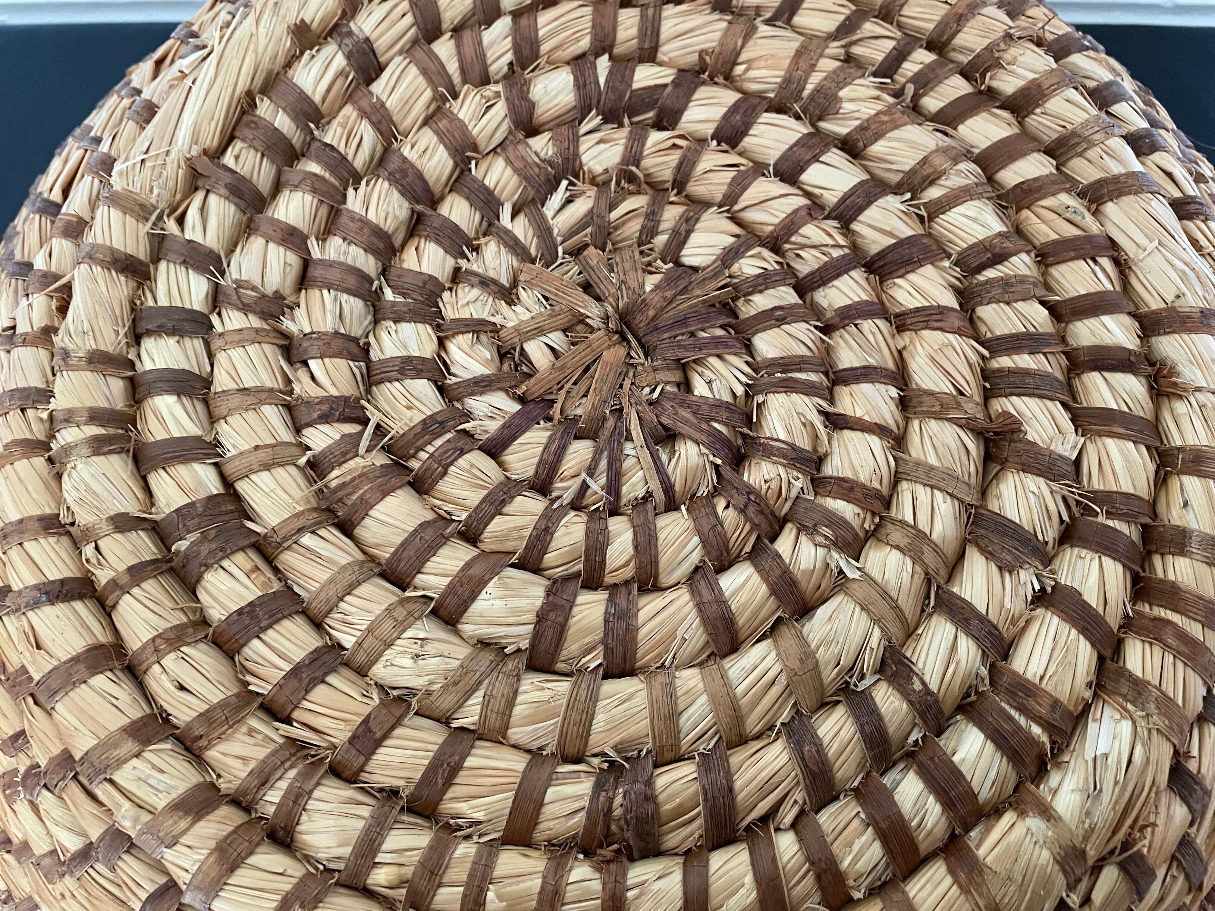 Woven straw basket