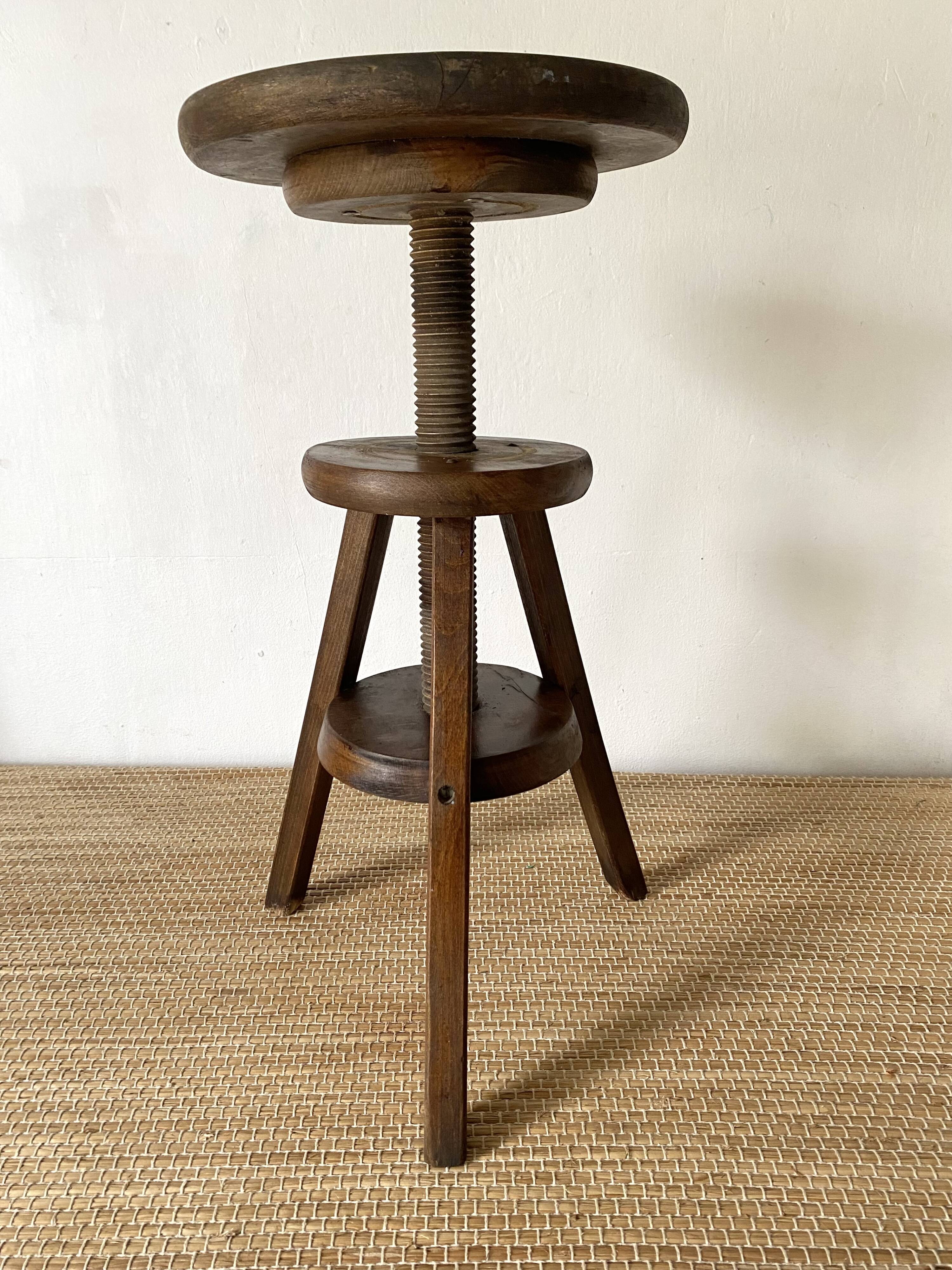 Vintage wooden screw stool