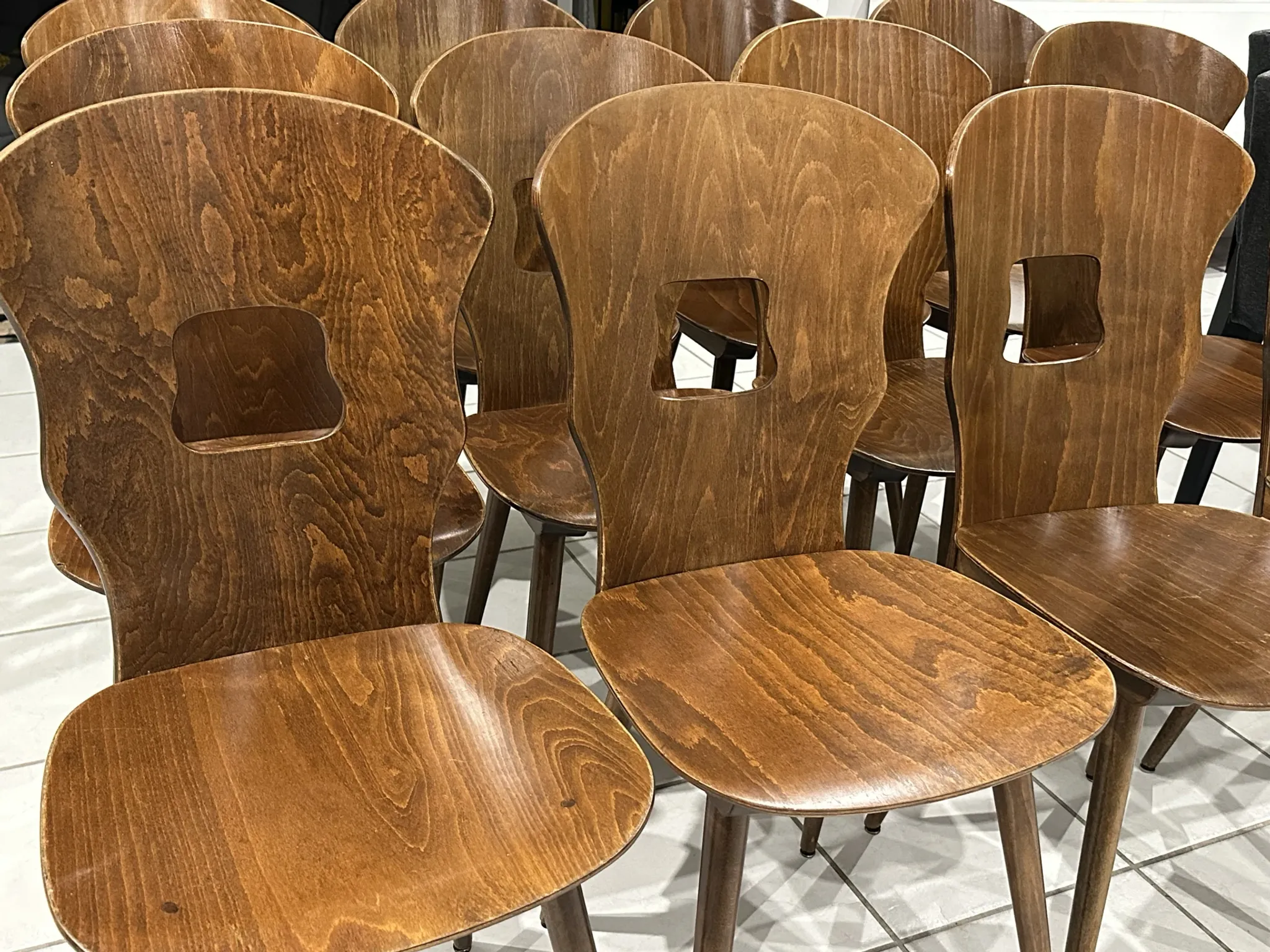 Set of 12 Baumann bistro chairs model Gentiane vintage 1970