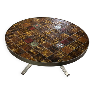 Vintage Roche Bobois round coffee table from 1970