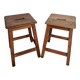 Pair of antique wooden workshop stools