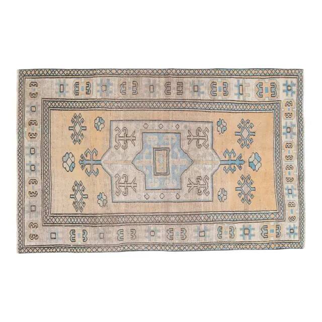 1970s Vintage Turkish Handmade Wool & Cotton Orange Area Rug 134x213