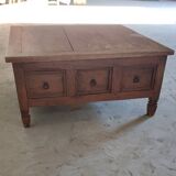Colonial-style square coffee table in teak