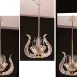 Set of 3 Art Decò Fountain Chandelier By Barovier e Toso, Murano Glass, 194
