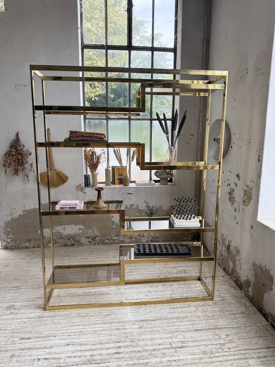 Brass shelf 1970 Belgo Chrom regency