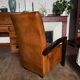 Fauteuil cuir et bois années 30 - art déco - marron