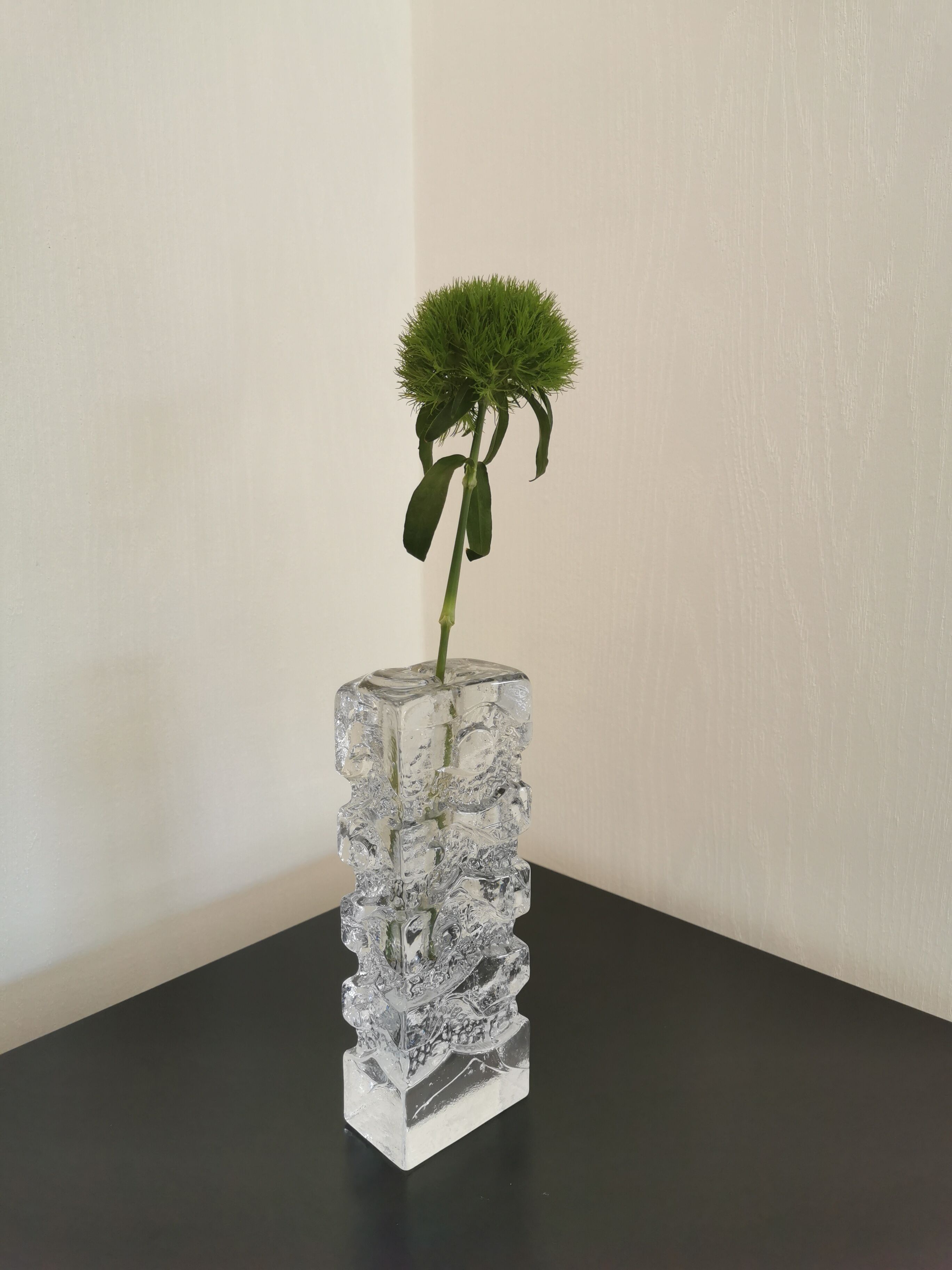 Vase pique fleur bougeoir en verre  style brutaliste Vintage
