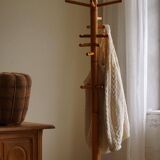 Decorative coat rack in solid pine, mid-century Danish style, 1970s.