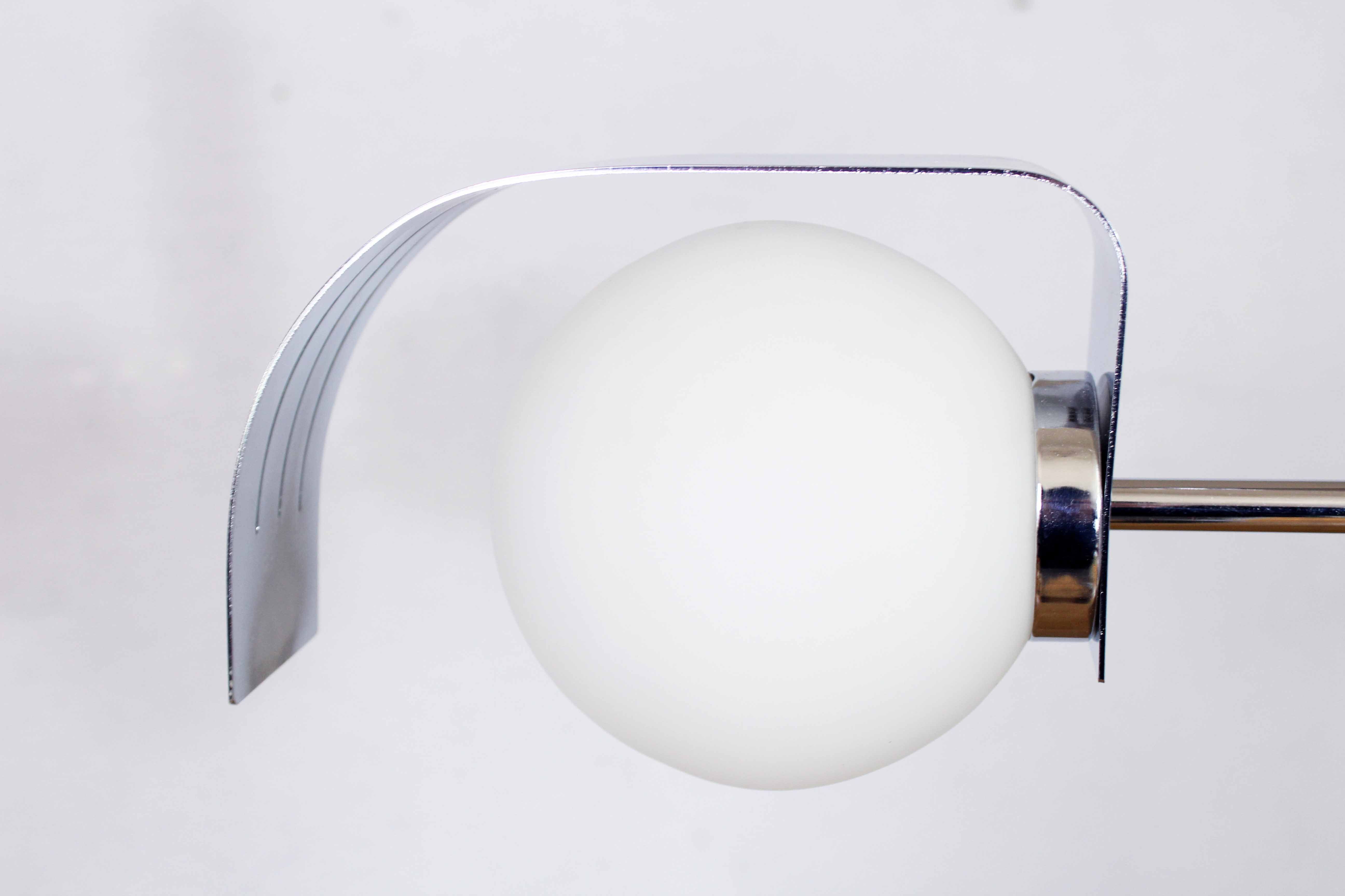 3-opaline sputnik and chrome metal hanging lamp 1970