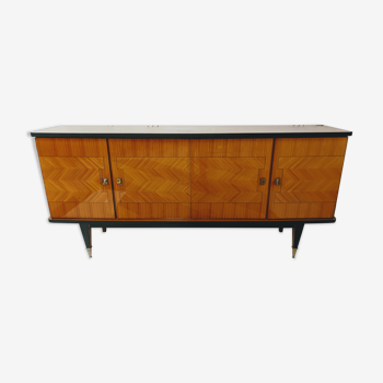 Beautiful Vintage Enfilade in varnished wood / antique sideboard storage cabinet / feet spindles compa