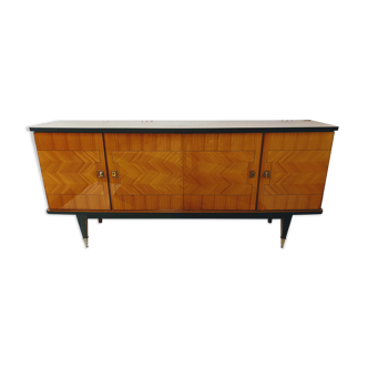 Beautiful Vintage Enfilade in varnished wood / antique sideboard storage cabinet / feet spindles compa