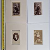Set of 4 mounted old photographs, portraits of children and young women from the 19th century