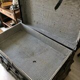 Black ancient travel trunk, 19th