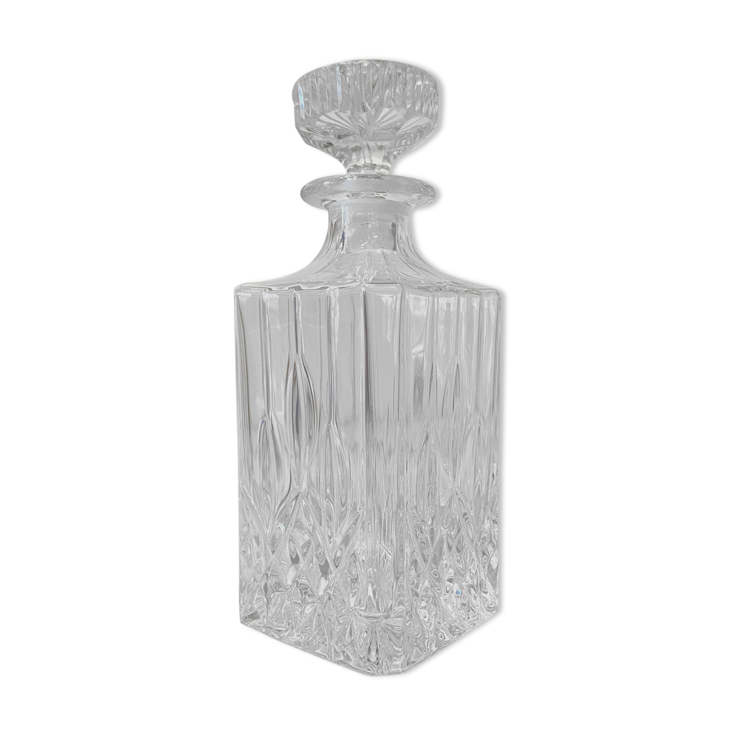 Chiseled glass whiskey decanter
