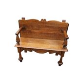 Antique Dutch oak hall bench / 1920s