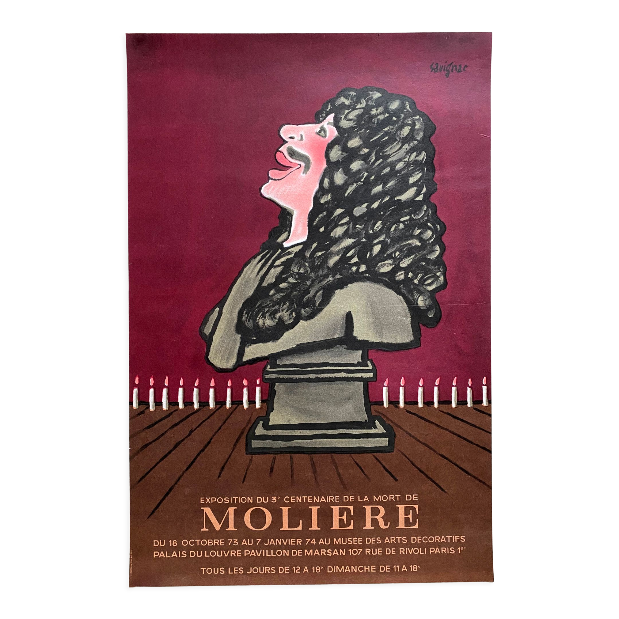 Original poster "Molière" Museum of Decorative Arts, Savignac 40x60cm 1973