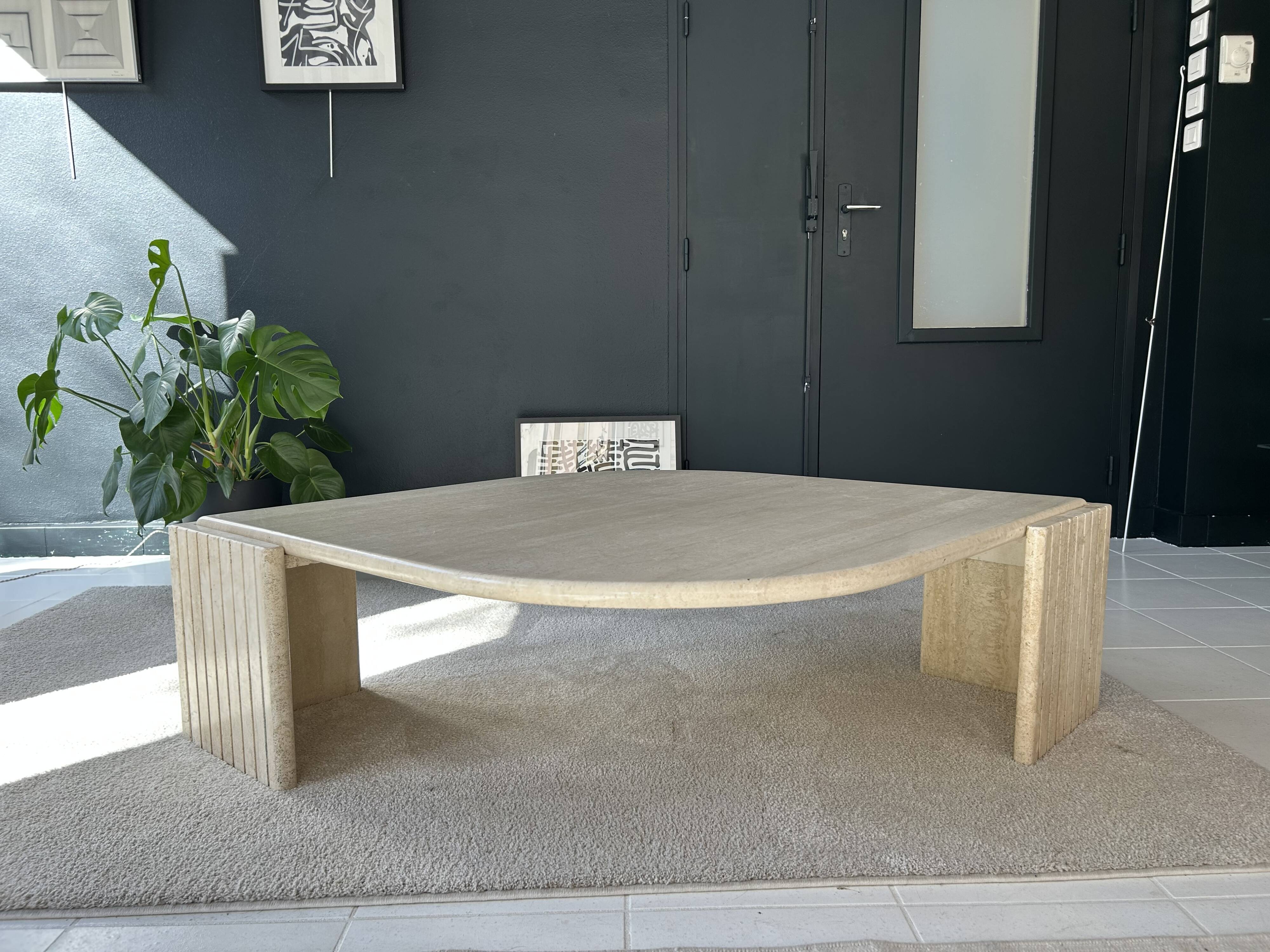 Travertine coffee table Roche Bobois