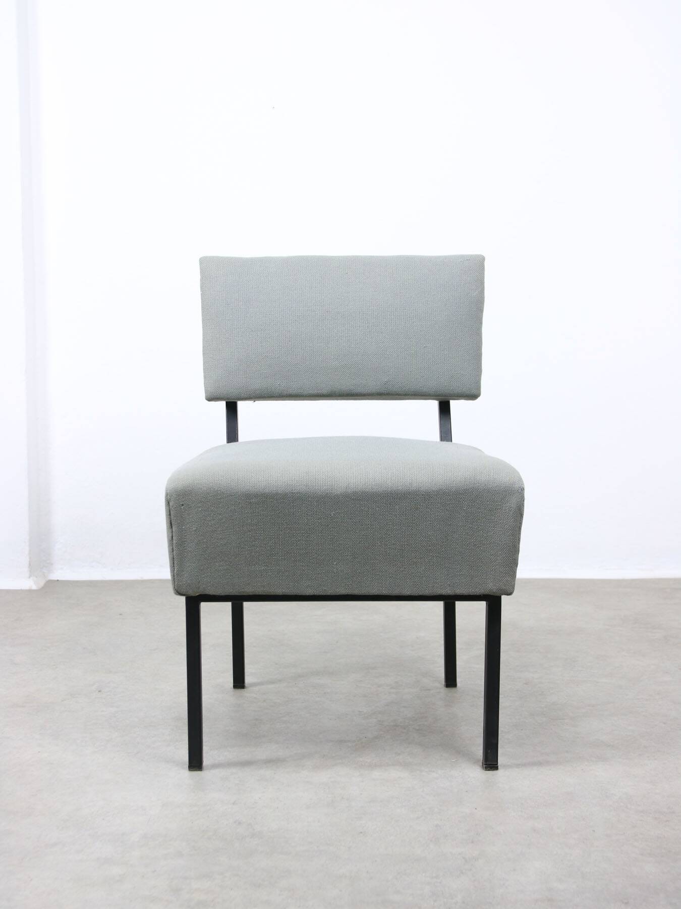 Mid-century Bauhaus Style Easy Chairs in Grey Fabric