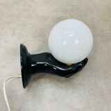 Black and opaline ceramic hand lamp