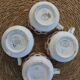 Set of 4 burgundy polka dot coffee cups Digoin Sarreguemines