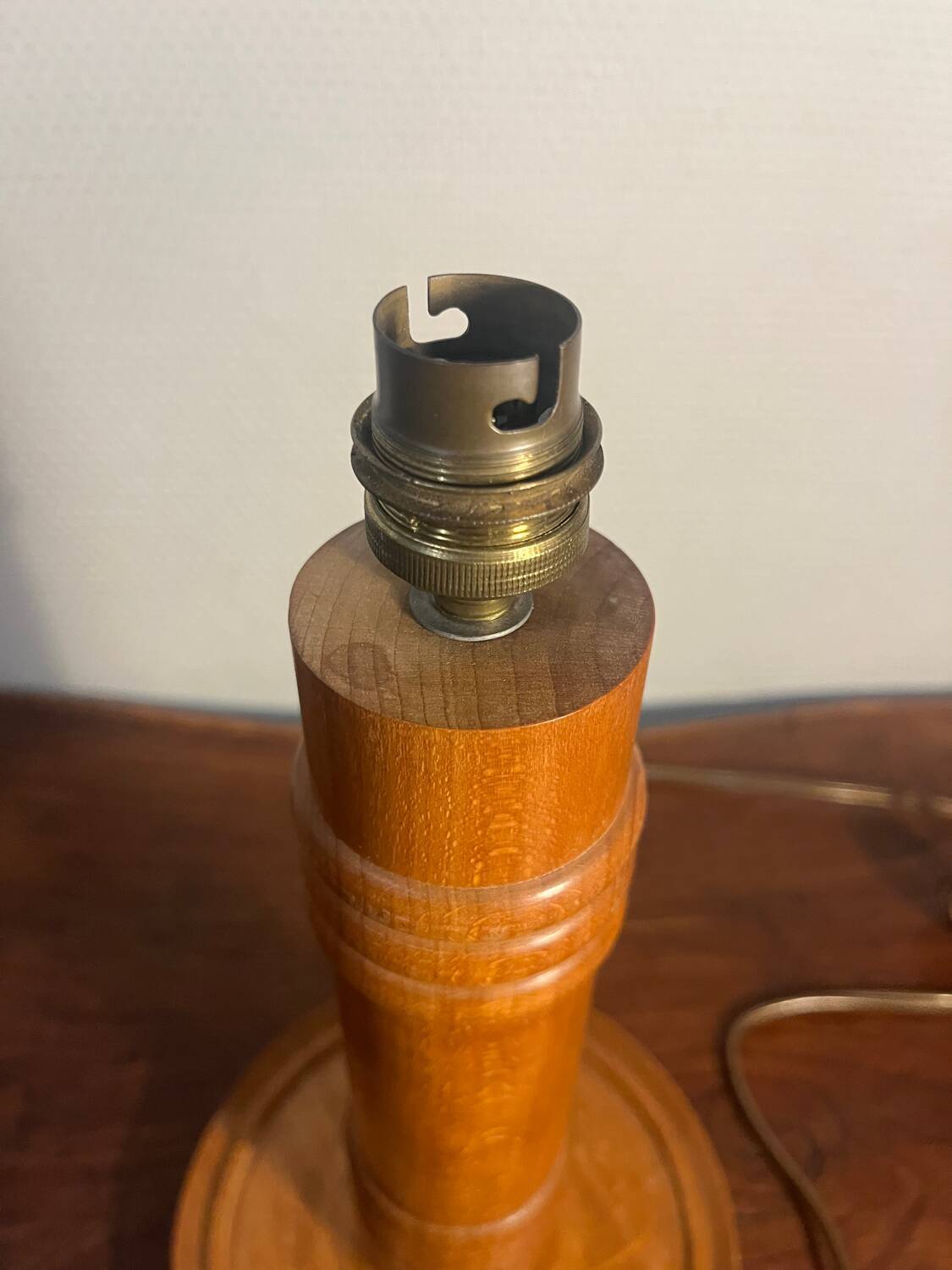 Solid wood table lamp base from the 60s